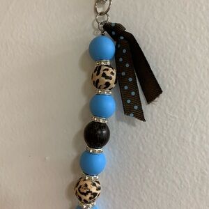 Blue and Leopard Print Keychain